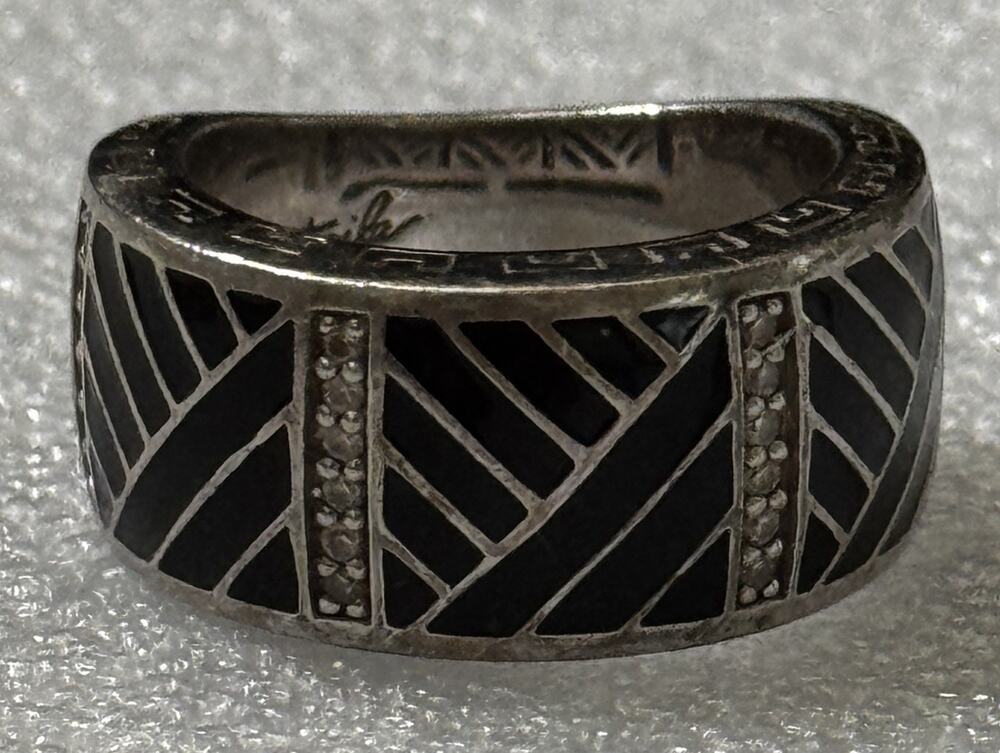 Belle Étoile Laguna Ring Sterling Silver Black Enamel Size 6.5 SOLD OUT